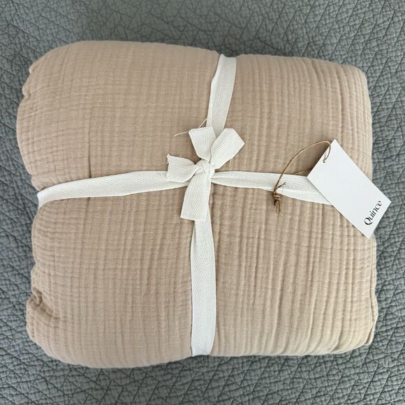 NEW Quince Organic Cotton 4-Layer Airy Gauze Duvet Cover King/Cal King, Dune Tan - Picture 6 of 9